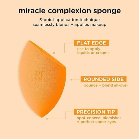 Real Techniques Makeup Sponge 4pc Set Miracle Complexion Blender, Vegan, Orange - Picture 7 of 7